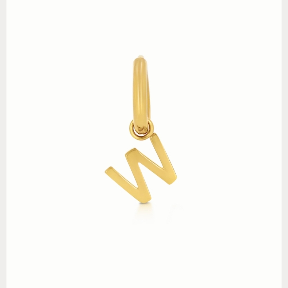 W Initial Huggie Earring